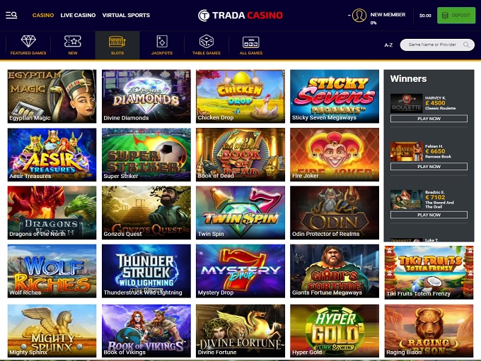 Sitio web oficial de Trada Casino