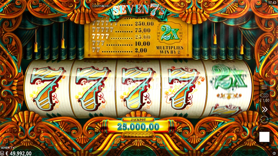 Gameplay of Seven 7s slot