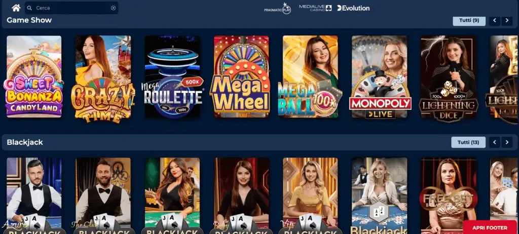 Quigioco online casino interface